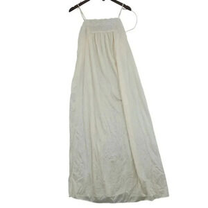 Vintage Pearls & Lace Ivory Nightgown Nylon Lace‎ Trim Slip Maxi Dress M  6CT